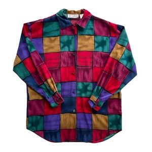 LE CAVIAR Colorful Checkered‎ Shirt Women’s Medium
